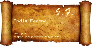Indig Ferenc névjegykártya